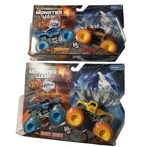 Monster Jam Fire Ice Dragon Vs Zombie Grave Digger Toys New Walmart Exclusive